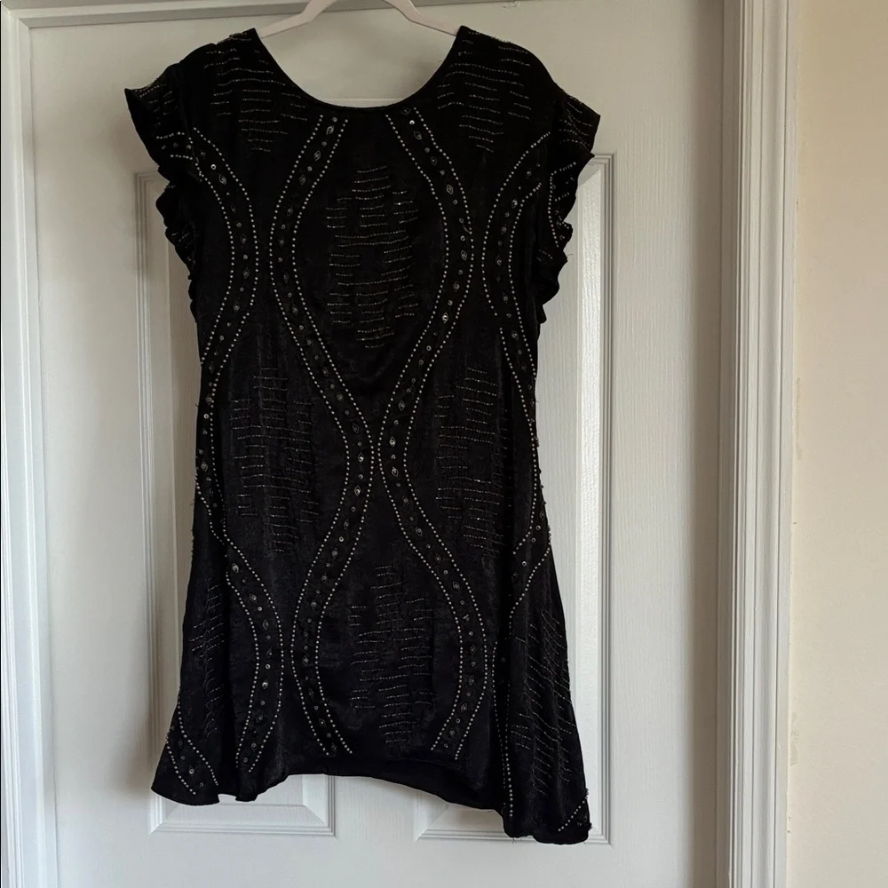 Free People Shine Like The Stars Beaded Mini Dress Size M - Picture 5 of 14
